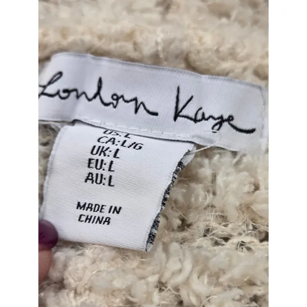 London Kaye Large Ivory Cream Popcorn Super Soft Cardigan Sweater - Image 2