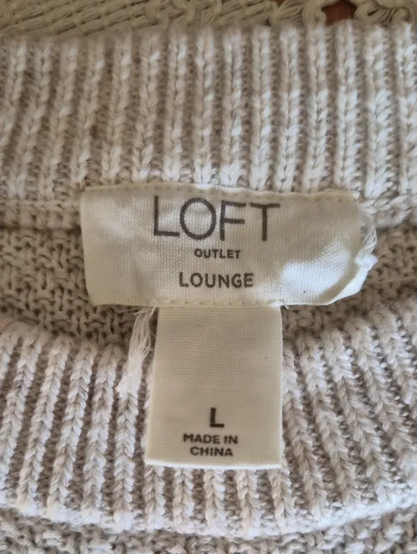 LOFT Cream Textured Sleeveless Knit Tank Large - Image 2