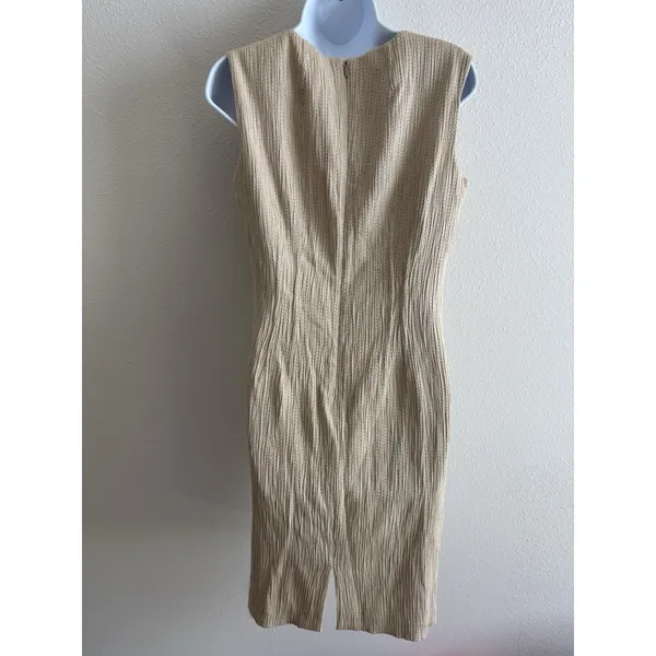 JONES NEW YORK Women Beige Cotton Sheath Dress Size 10‎ Textured Classic capsule - Image 2