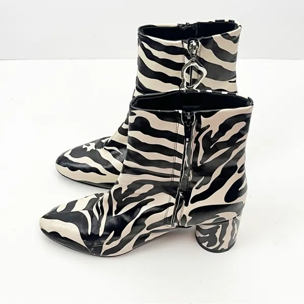 ASOS Designs Faux Leather Zebra Print Side Zip Chunky Heel Chelsea Boots Size 6 - Image 7