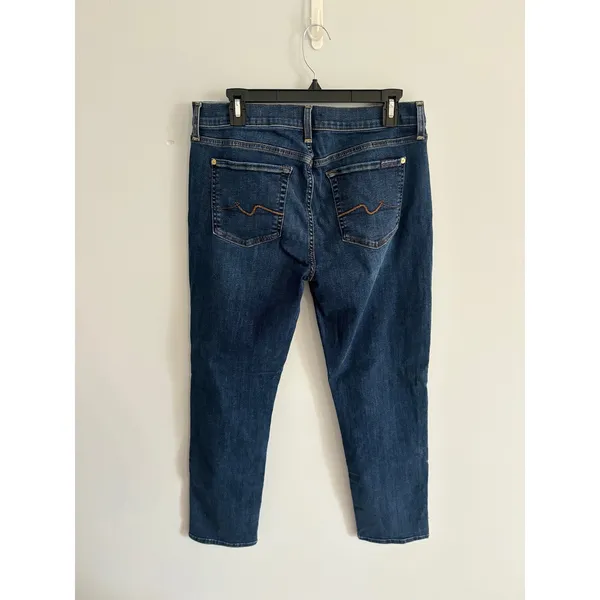 7 For All Mankind Josefina Ankle Skinny‎ Jeans Distressed Dark Wash Size 29 - Image 3