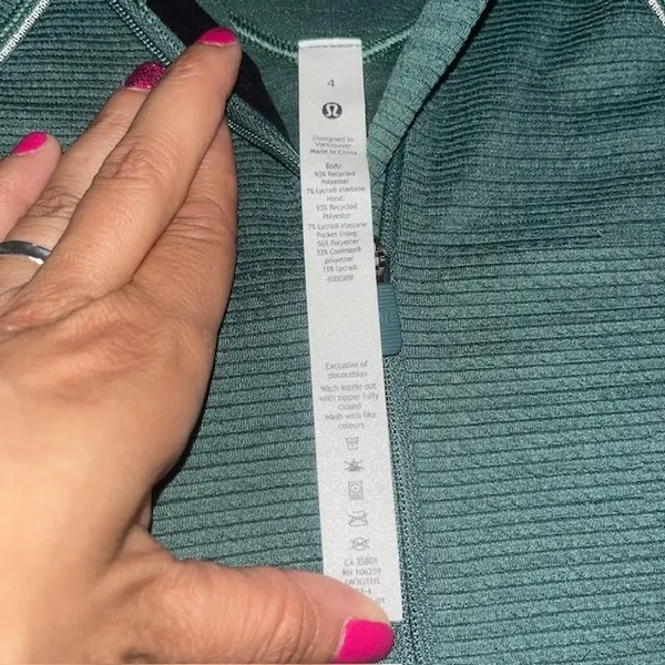 Lululemon‎ Venscape Hooded Balaclava Long Sleeve Quarter Zip Medium Forest 4 - Image 11