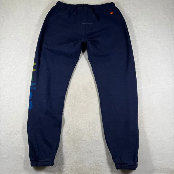 Aviator Nation Navy Blue Rainbow Logo Graphic Sweatpants Size Medium - Image 7
