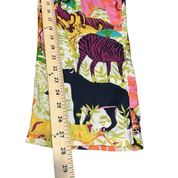 J Crew Pants Size 2 Drapey Wide Leg Ratti Safari‎ Printed Soft Tropical #QR6-5 - Image 7