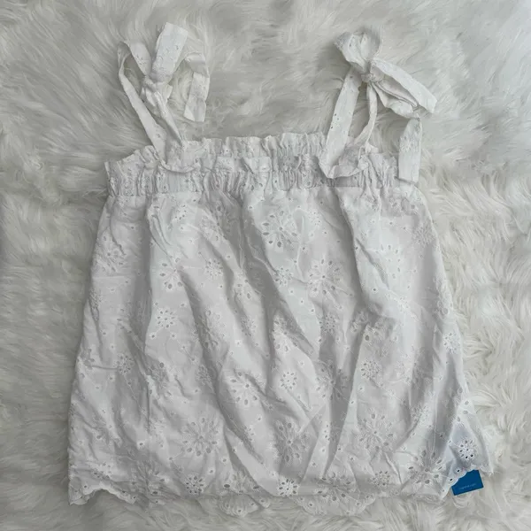 Cupshe White Eyelet Scalloped Hem Cover-Up Top Size Small - Image 3