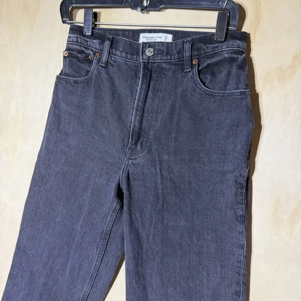 Abercrombie & Fitch 90s Straight Jeans Womens 27 4 Black Ultra High Rise Denim - Image 2