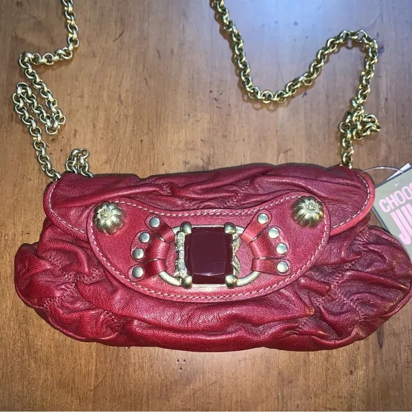 Retro Juicy Couture Dark Red Patent Leather Juicy Couture Long Chain Purse NWT - Image 2