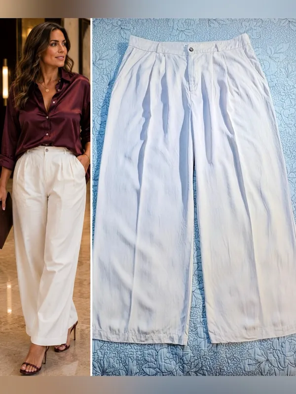 💥Reformation Mason Pleated Pants Ivory Tencel High Rise Wide Leg Sz 18🧡 - Image 2