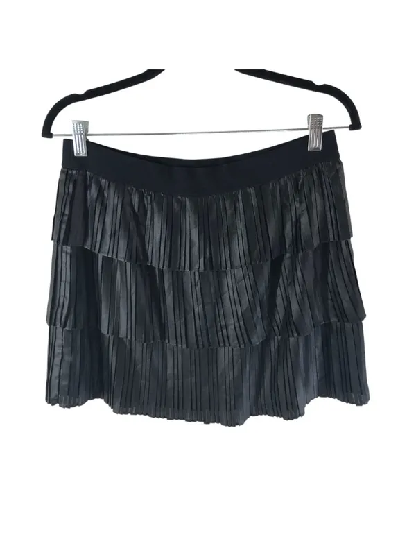 BCBGMAXAZRIA Tiered Pleated Black Mini Skirt Womens Size M - Image 2