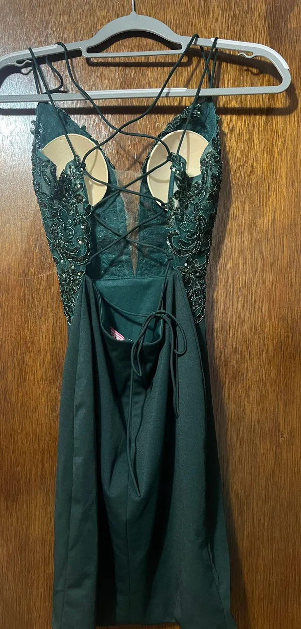 Green Short Homecoming / Formal Dress - Image 3