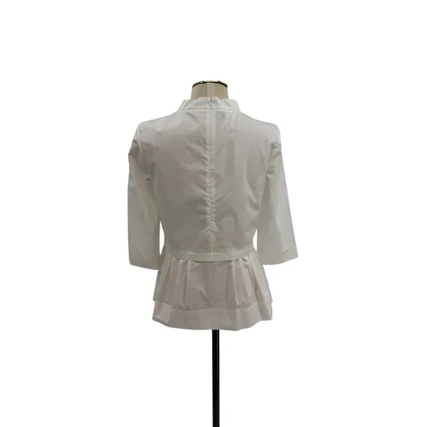 Marni White Cotton Mock Neck Peplum Blouse Top White Italy‎ 38 US 2 - Image 6