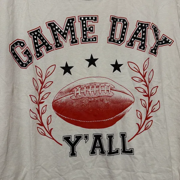 Electric Pink Game Day Rhinestone Tee Shirt - Image 2
