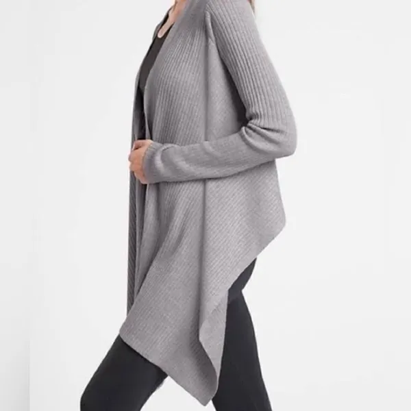 Athleta solstice gray merino wool wrap cardigan - Image 3