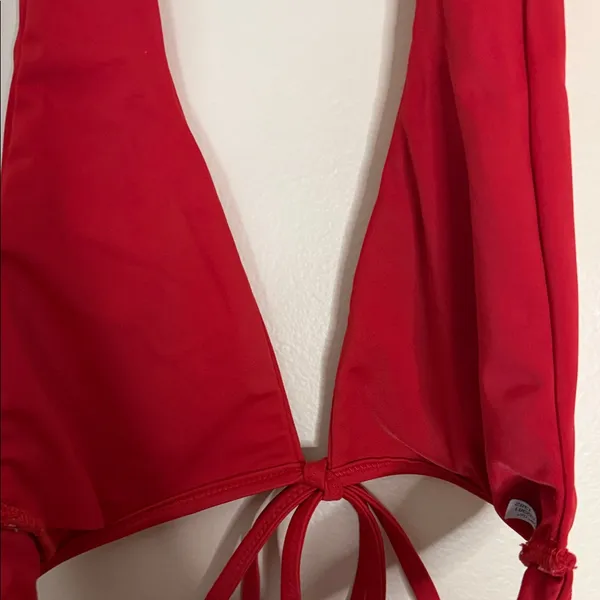 aerie Red Halter Tie-Front Swim Top - Image 6
