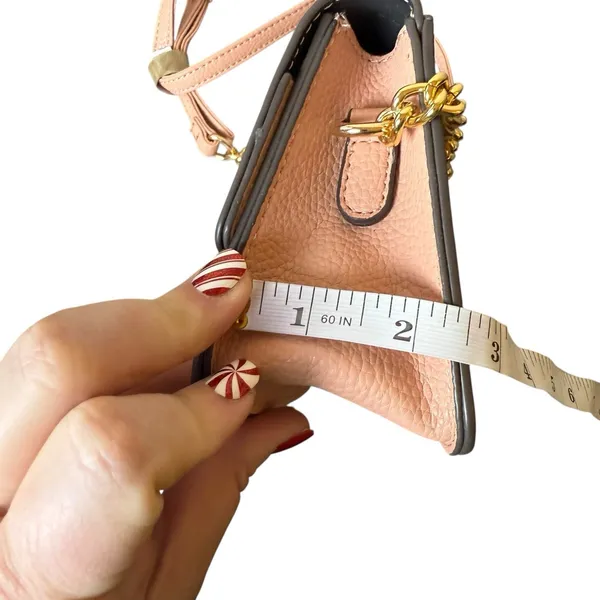 Kate Spade New York Knott‎ Pebbled Leather Flap Crossbody Bag Pink Chain Detail - Image 9