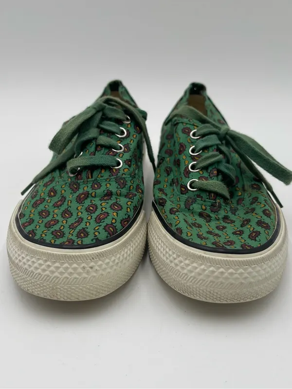 Esprit Vtg 90s Canvas Low Top Sneakers Green w/paisley AOP Print Women’s Sz 6 - Image 7