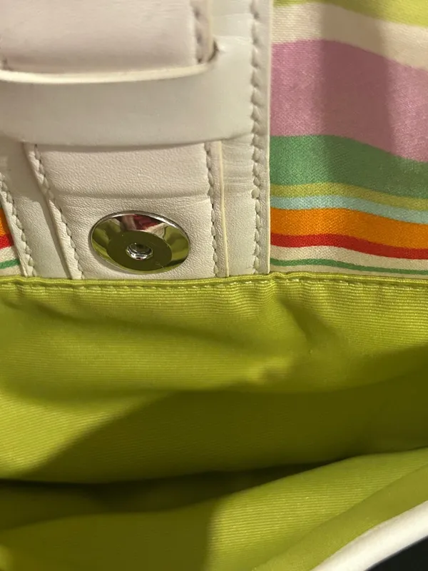 Vintage Coach Hampton Multicolor Striped Crossbody with Cream Trim - Image 10