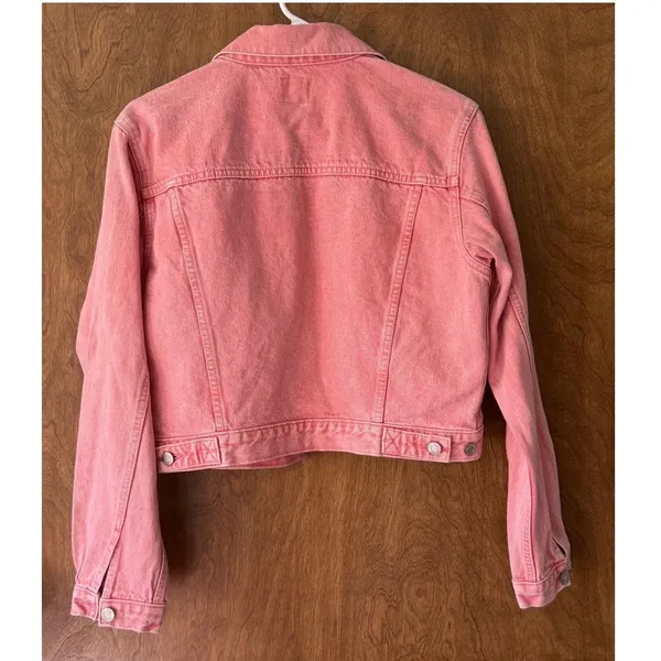 GAP sz S Oversized Pink Washed Denim Jean Jacket Baggy Streetwear Heavy Staple - Image 5