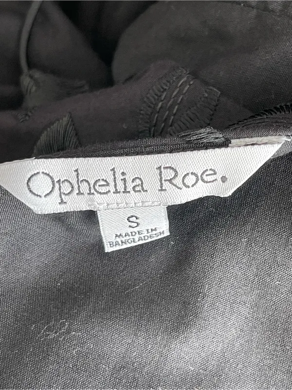 Ophelia Roe Black Floral Appliqué Spaghetti Strap Women's Top Size S - Image 5