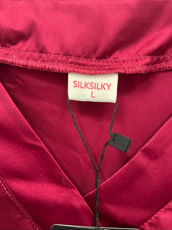 Women's 100% silk SilkSilky Satin A-Line Dress in Deep Magenta size L - Image 2