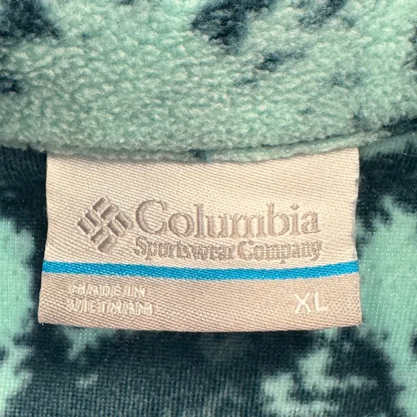 Columbia Abstract Fleece Quarter Zip Pullover Mint Green Blue Tie Dye Print XL - Image 7