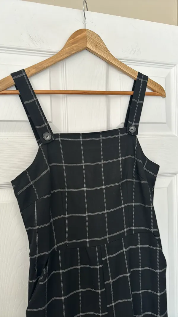Black And White Windowpane Jumpsuit - Image 4