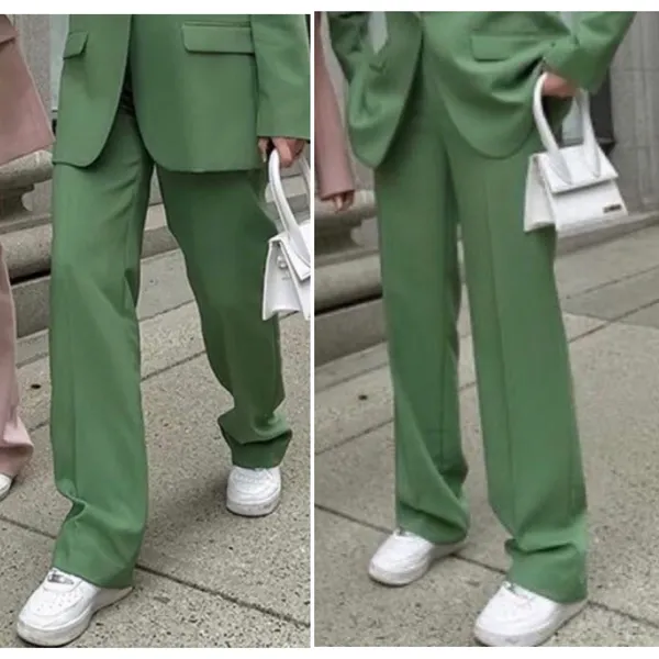 Zara High Rise Straight Leg Full Length Trousers Green Size XL 3736/047/500 - Image 4