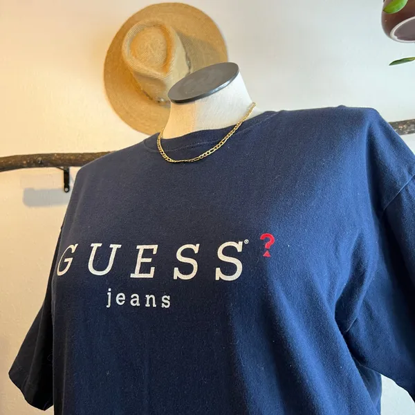 Guess Vintage Blue 100% Cotton USA Oversized Short Sleeve T Shirt Size Large - Image 2
