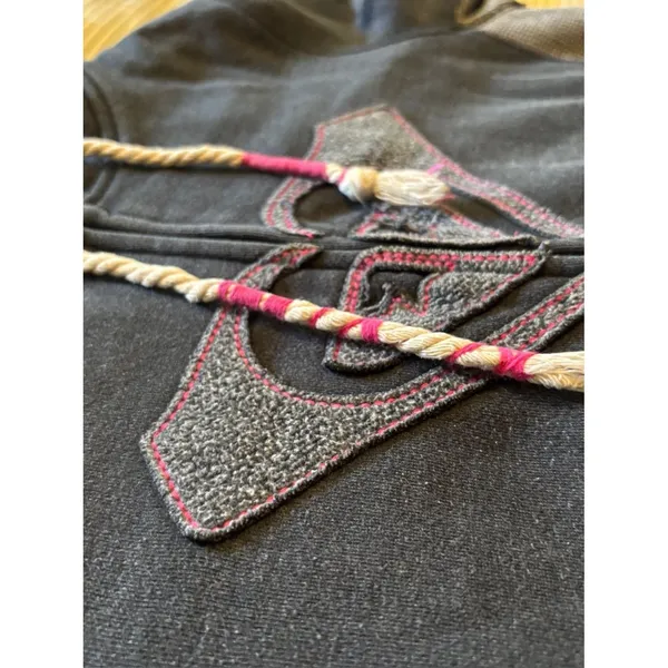 Roxy Women's Charcoal Zip-Up Hoodie with Pink Logo Accents M medium vtg - Image 5