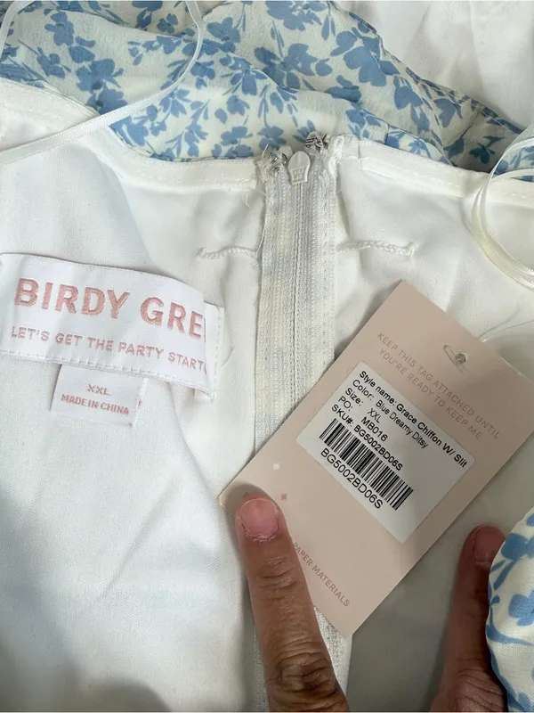 NWT Birdy Grey Women’s Grace Chiffon Maxi Dress with Slit Blue Dreamy Ditsy XXL - Image 9