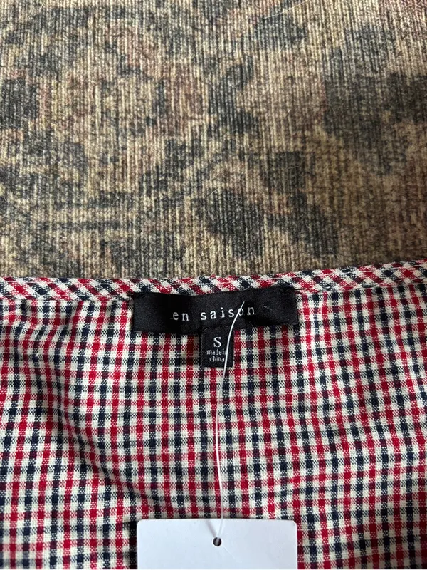 NWT En Saison Red Gingham Wrap Crop Top Size Small - Image 5