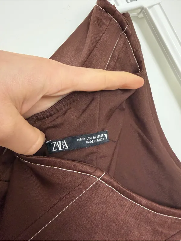 Zara Brown Satin Corset Mini Dress - Image 6