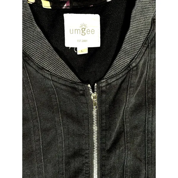 Umgee Black Zip Front Romper Womens Large Sleeveless Mineral Wash Pleated Casual - Image 4
