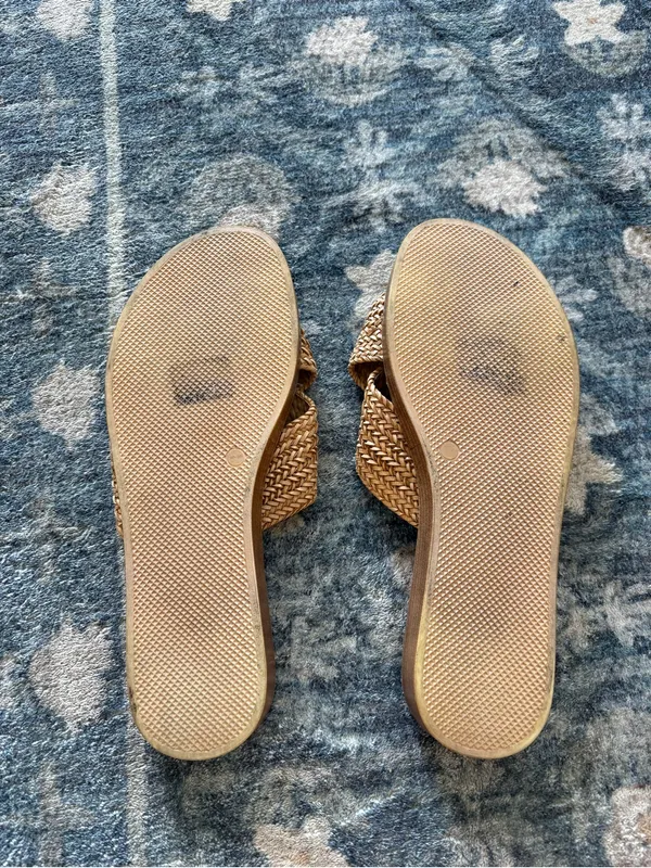 Mila Paoli Raffia Crossover Wood Platform Slide Sandal Size 8/8.5 - Image 7