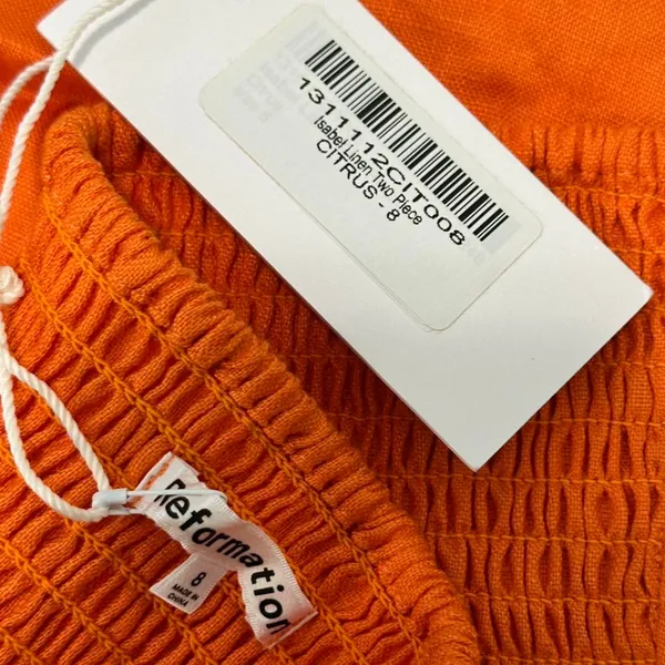 Reformation halter bralette cropped top Isabel citrus orange medium 100% linen - Image 4