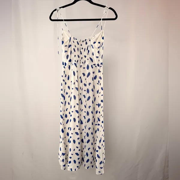 Reformation Juliette Slit Midi Dress in Dalmatian White‎ Blue Size 6 - Image 6