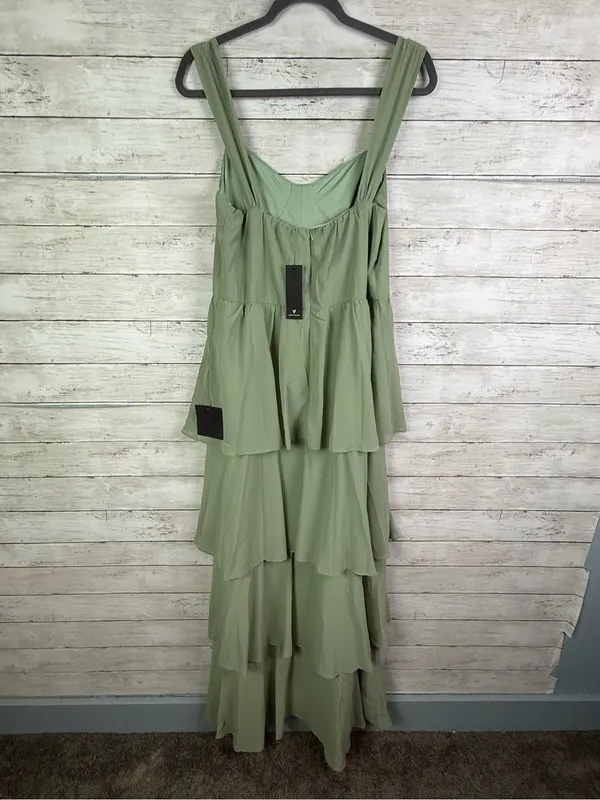 Lulus Carlynda Sage Brush Tiered Bustier Maxi Dress Size XL - Image 8