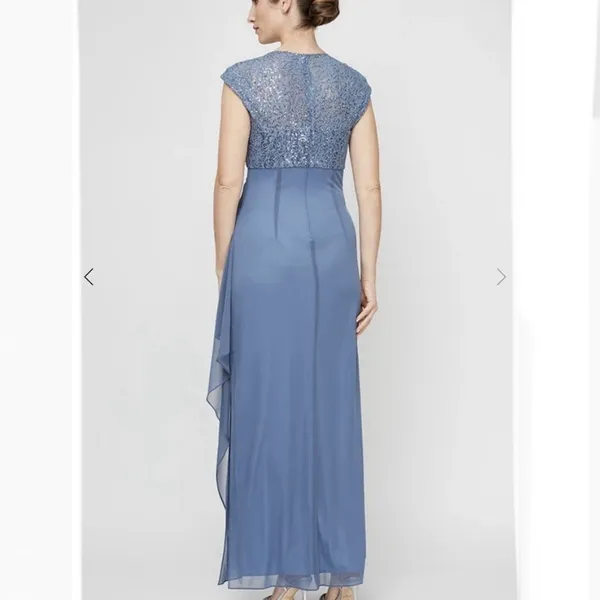 Alex Evenings Blue Long Sequin Mother of Bride Dress Wedding Formal Occasion 14 - Image 5