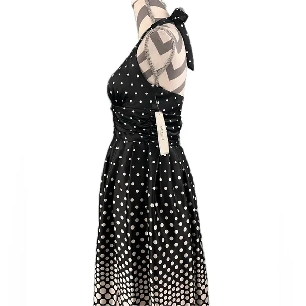 Eliza J Polka Dot Halter Dress - Size 6 NWT - Retro Fit & Flare Black White - Image 9