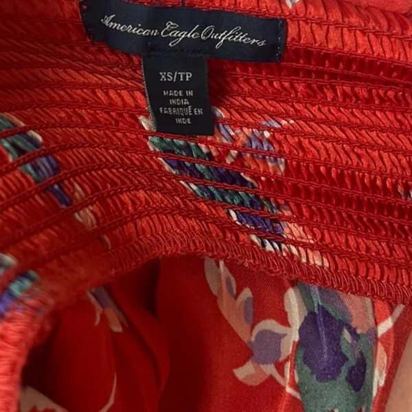 American Eagle Y2K Babydoll Top Sz XS Coquette Satin Festival Smocked Cottage - Image 10