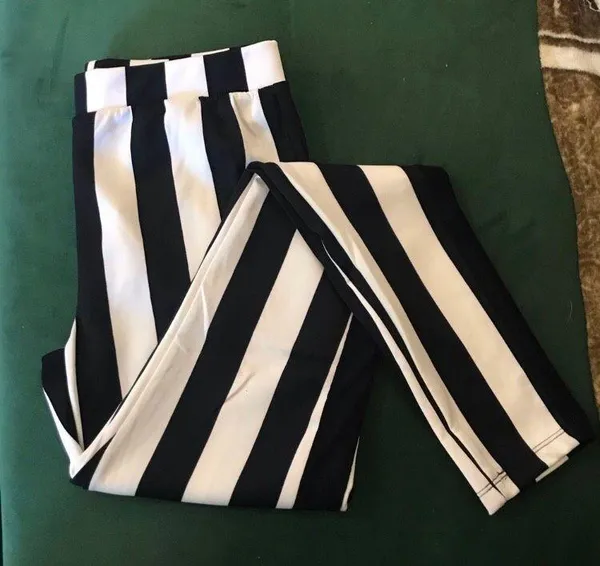 Poof! Blk/Wht Striped Goth Pants - Image 5