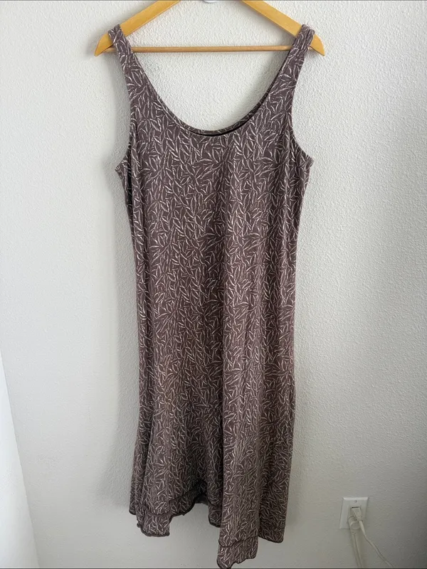 Fresh Produce Sleeveless Brown Printed Maxi Dress 100% Cotton Women's Large - Image 2