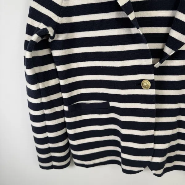 J‎ Crew Camille Shrunken Sweater Blazer Navy Blue Striped Preppy Womens Small - Image 4