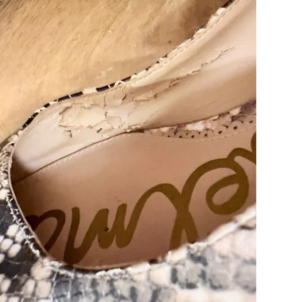 Sam Edelman Black Tan Snakeskin‎ Slingback Kitten Heel Pumps 7.5 *flaw - Image 10