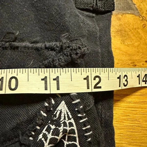 Dolls Kill Current Mood Stitch Lace-Up Patchwork Jeans black stretch denim s got - Image 7