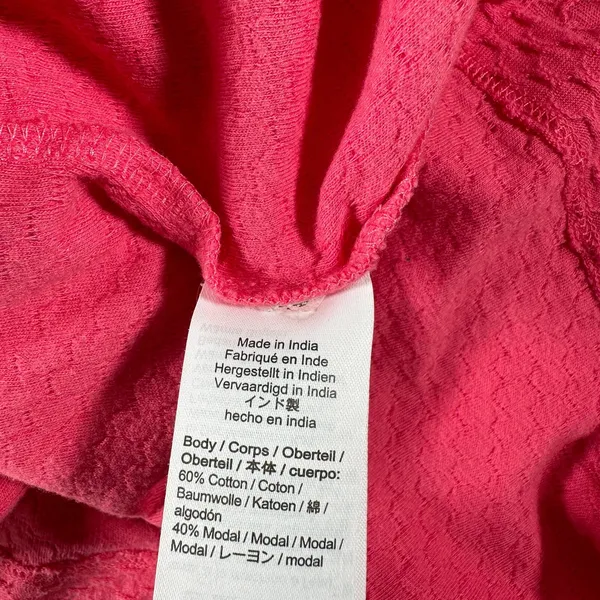 J. Crew Medium Womens Top Blouse Honeycomb Pattern Ruffle Neck Pink Puffy Sleeve - Image 6