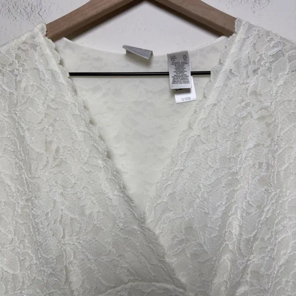 VTG 90s Women Coquette‎ Babydoll Lace Top XL Ivory Fairy Whimsical Balletcore - Image 3