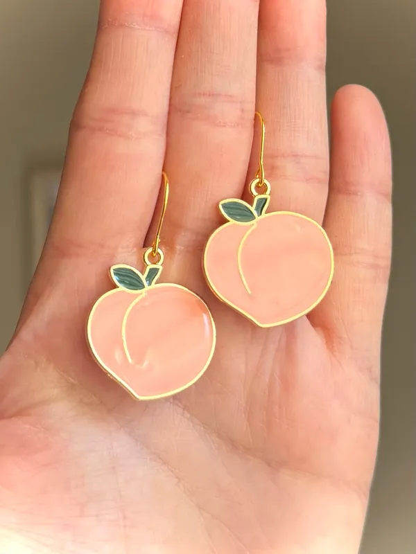 Handmade peach cute funky y2k earrings  - Image 4