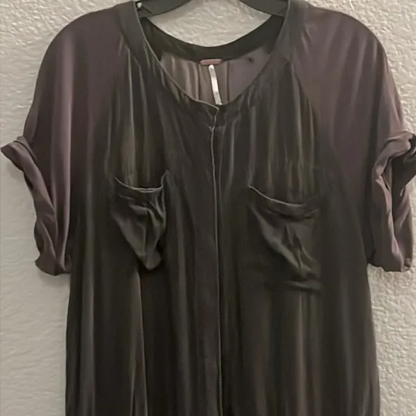 Free People Raving Rayon Utility Romper Washed Black Jumpsuit Size Small - Image 4