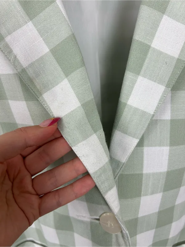 JR Bentley Green Check Gingham Plaid Blazer Size 14 - Image 8